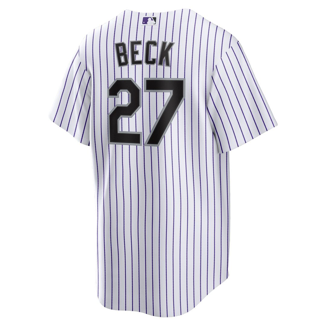 Colorado Rockies Jordan Beck Nike Home Replica Jersey - White