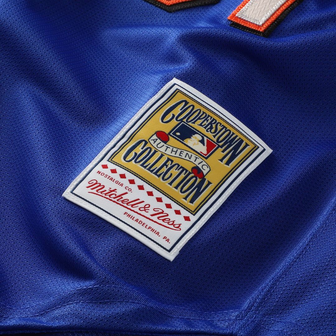 New York Mets Mike Piazza Mitchell & Ness Cooperstown Mesh Batting Practice Button-Up Jersey - Orange