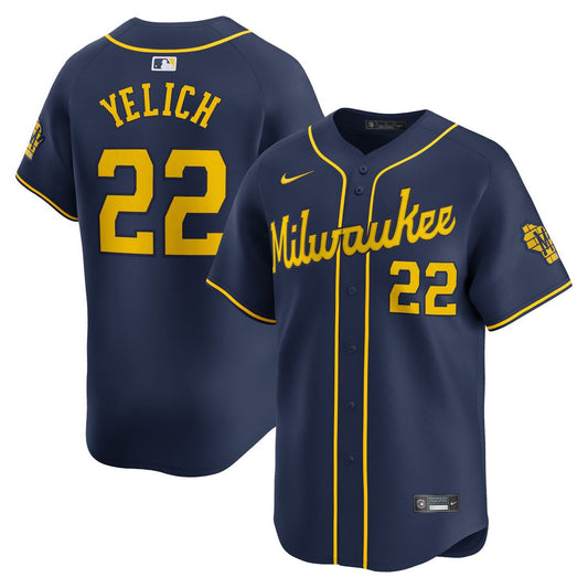 Milwaukee Brewers Christian Yelich Nike Alternate Limited Jersey - Navy