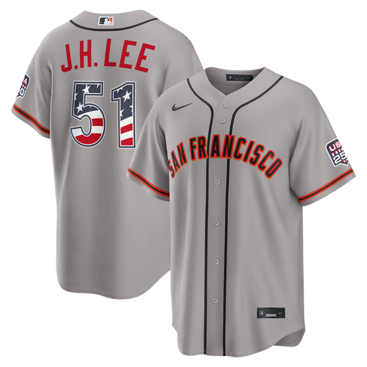 San Francisco Giants Jung Hoo Lee Nike USA 250 Fourth of July Road Stadium Jersey - Gray
