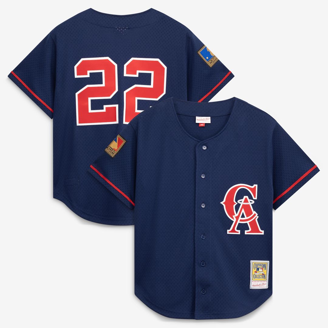 Bo Jackson California Angels Mitchell & Ness Cooperstown Mesh Batting Practice Button-Up Jersey - Navy