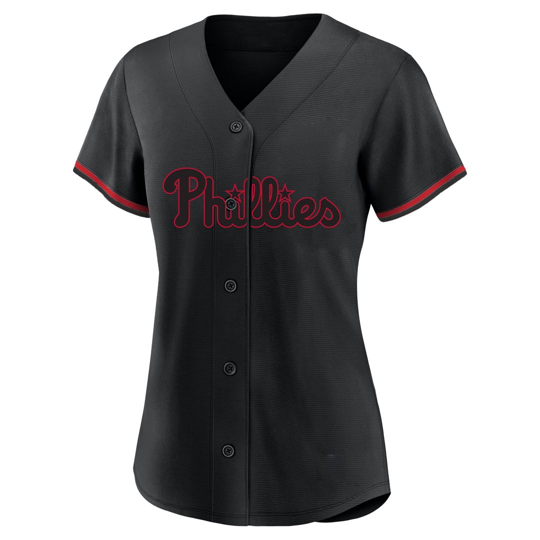 Philadelphia Phillies Bryce Harper Profile Women's Plus Size Player Name & Number Fashion Jersey - Black