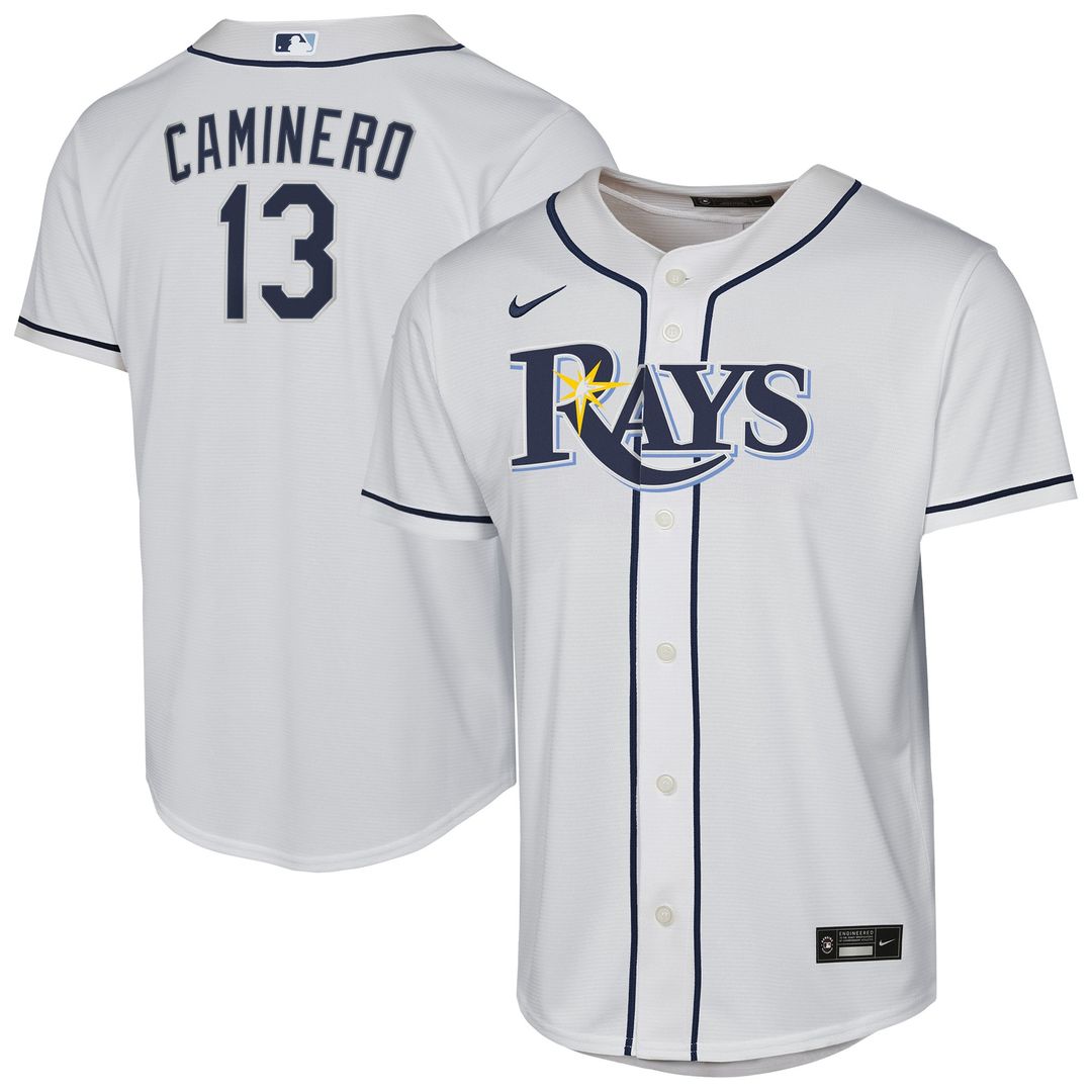 Tampa Bay Rays Junior Caminero Nike Youth Home Replica Jersey - White