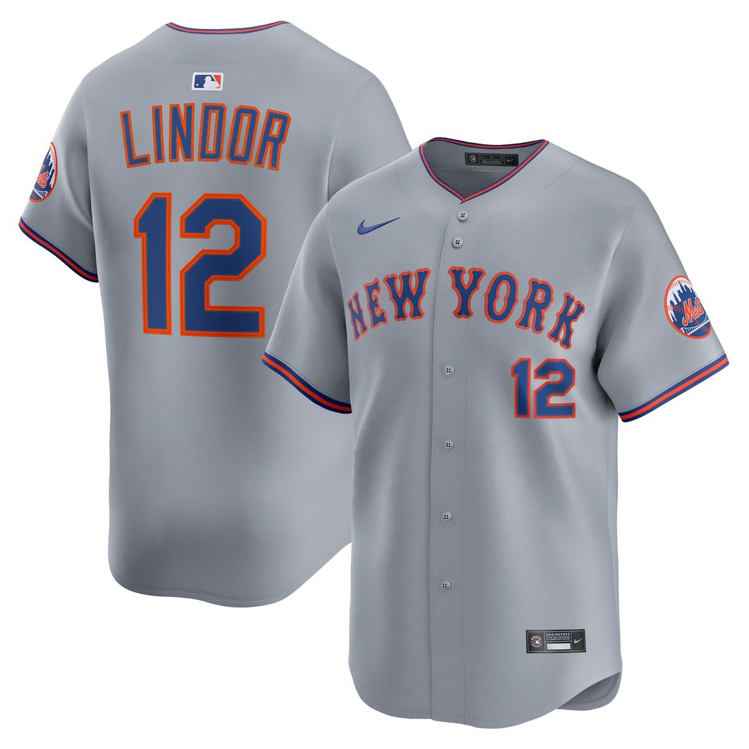 New York Mets Francisco Lindor Nike Road Limited Jersey - Gray