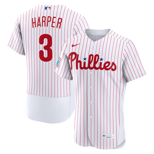 Philadelphia Phillies Bryce Harper Nike Home Authentic Sponsor Patch Jersey - White