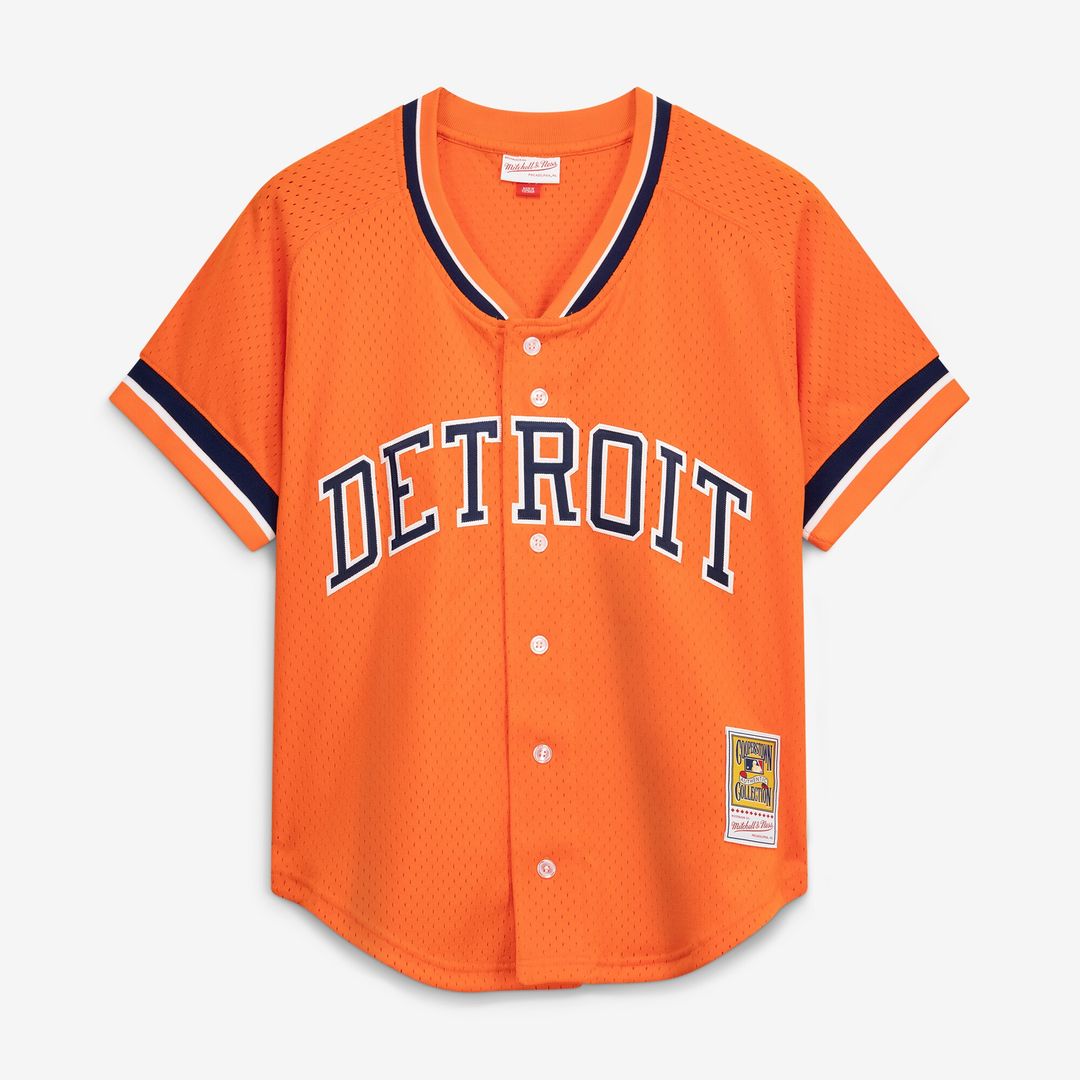 Detroit Tigers Kirk Gibson Mitchell & Ness Cooperstown Mesh Batting Practice Button-Up Jersey - Orange