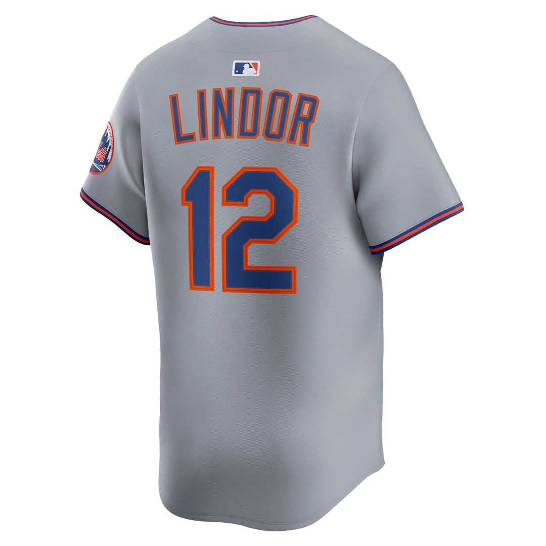 New York Mets Francisco Lindor Nike Road Limited Jersey - Gray