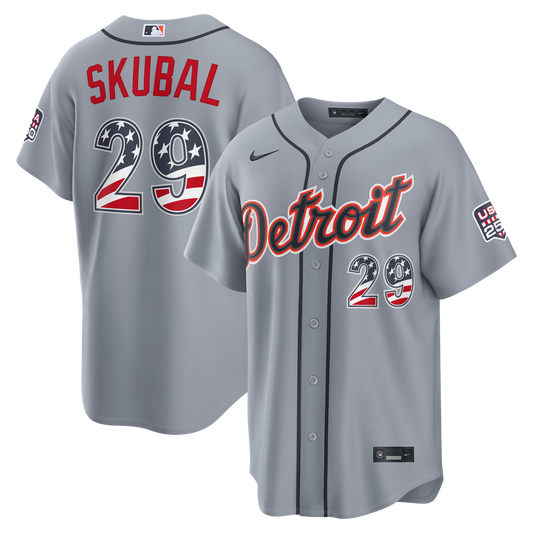 Detroit Tigers Tarik Skubal Nike USA 250 Fourth of July Road Stadium Jersey - Gray