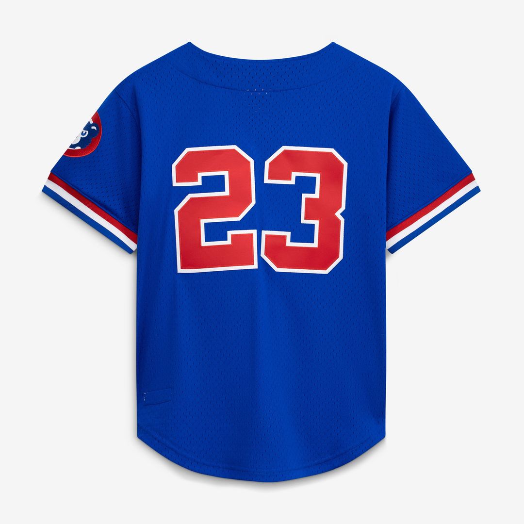 Chicago Cubs Ryne Sandberg Mitchell & Ness Cooperstown 1996 Mesh Batting Practice Button-Up Jersey - Royal