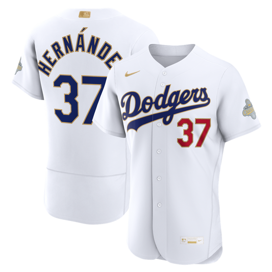 Los Angeles Dodgers Teoscar Hernández Nike 2026 Gold Collection Authentic Jersey - White