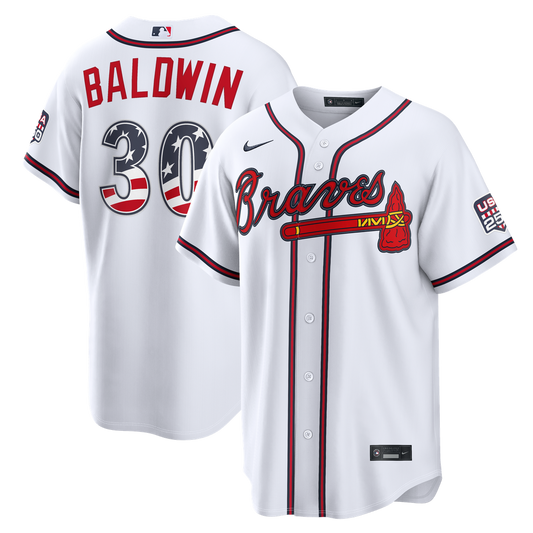 Atlanta Braves Drake Baldwin Nike USA 250 Fourth of July Home Stadium Jersey - White