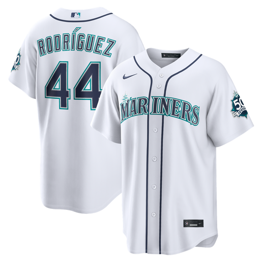 Seattle Mariners Julio Rodríguez Nike Home Stadium 50th Season Patch Jersey - White