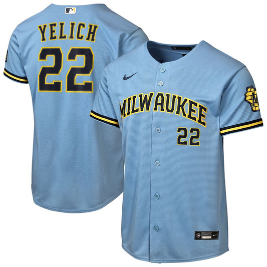 Milwaukee Brewers Christian Yelich Nike Youth Road Stadium Jersey - Powder Blue