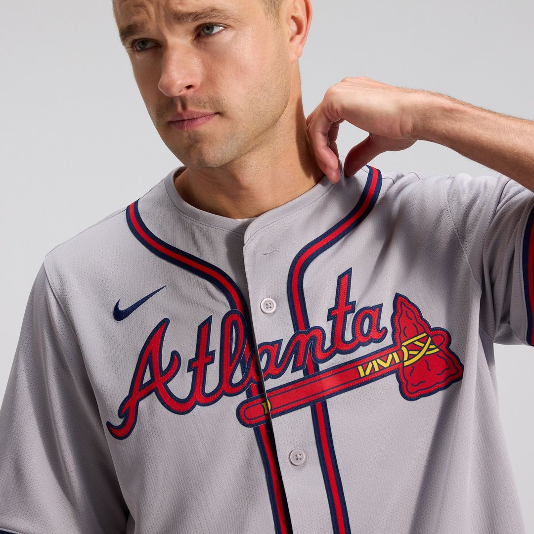 Atlanta Braves Ozzie Albies Nike Road Limited Jersey - Gray