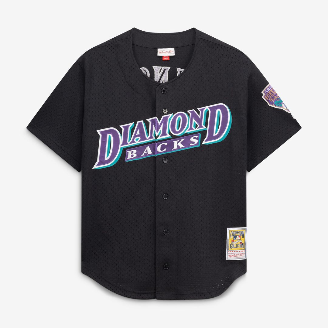 Arizona Diamondbacks Randy Johnson Mitchell & Ness Cooperstown Mesh Batting Practice Button-Up Jersey - Black