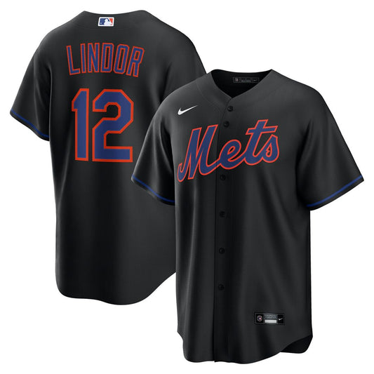 New York Mets Francisco Lindor Nike Alternate Replica Jersey - Black