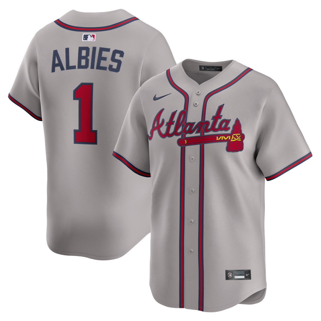 Atlanta Braves Ozzie Albies Nike Road Limited Jersey - Gray