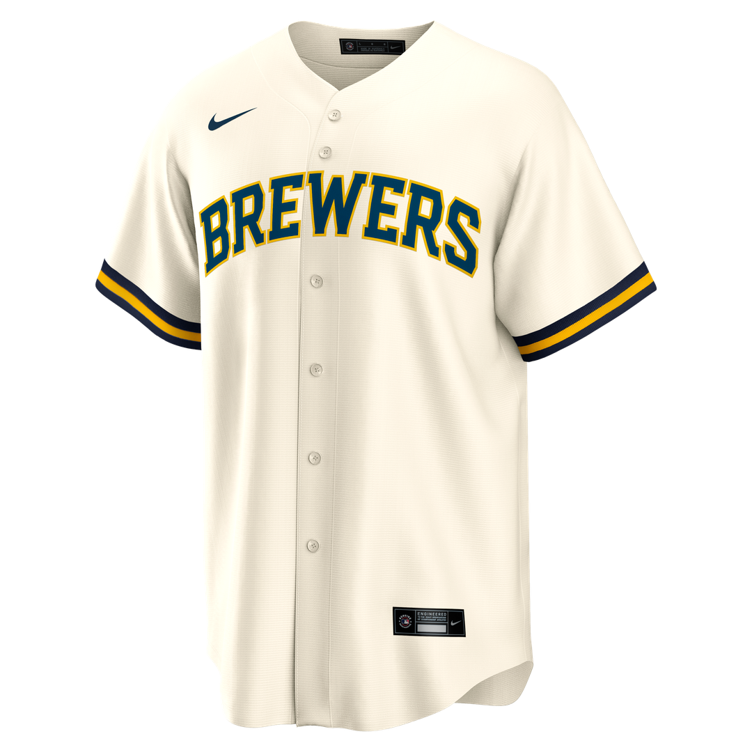 Milwaukee Brewers Bob Uecker Nike Home Retired Replica Jersey - Cream