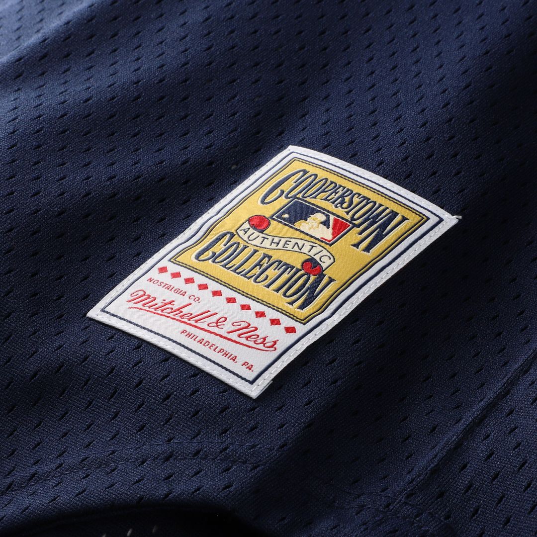 New York Yankees Rickey Henderson Mitchell & Ness Cooperstown Mesh Batting Practice Button-Up Jersey - Navy