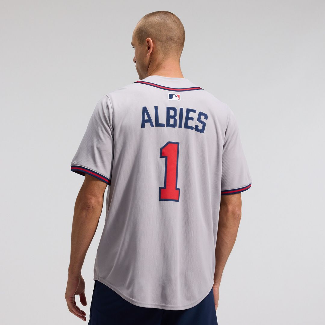 Atlanta Braves Ozzie Albies Nike Road Limited Jersey - Gray