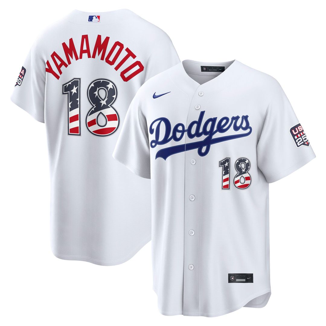 Los Angeles Dodgers Yoshinobu Yamamoto Nike USA 250 Fourth of July Home Stadium Jersey - White
