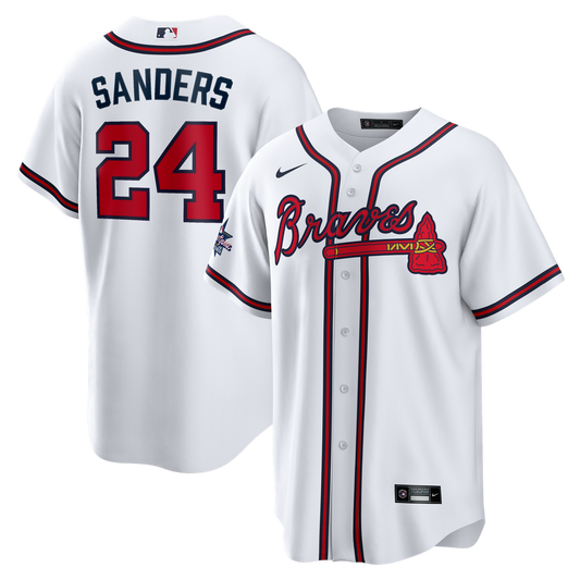 Atlanta Braves Deion Sanders Nike Home Retired Replica Jersey - White