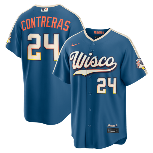 Milwaukee Brewers William Contreras Nike 2026 City Connect Stadium Jersey - Mineral Blue