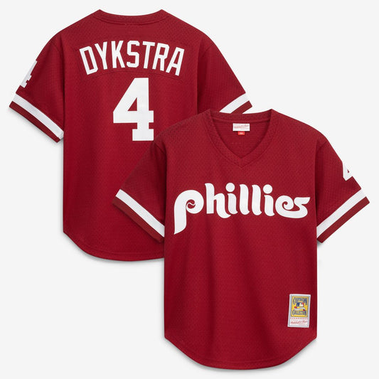 Philadelphia Phillies Lenny Dykstra Mitchell & Ness Authentic Batting Practice Jersey - Scarlet