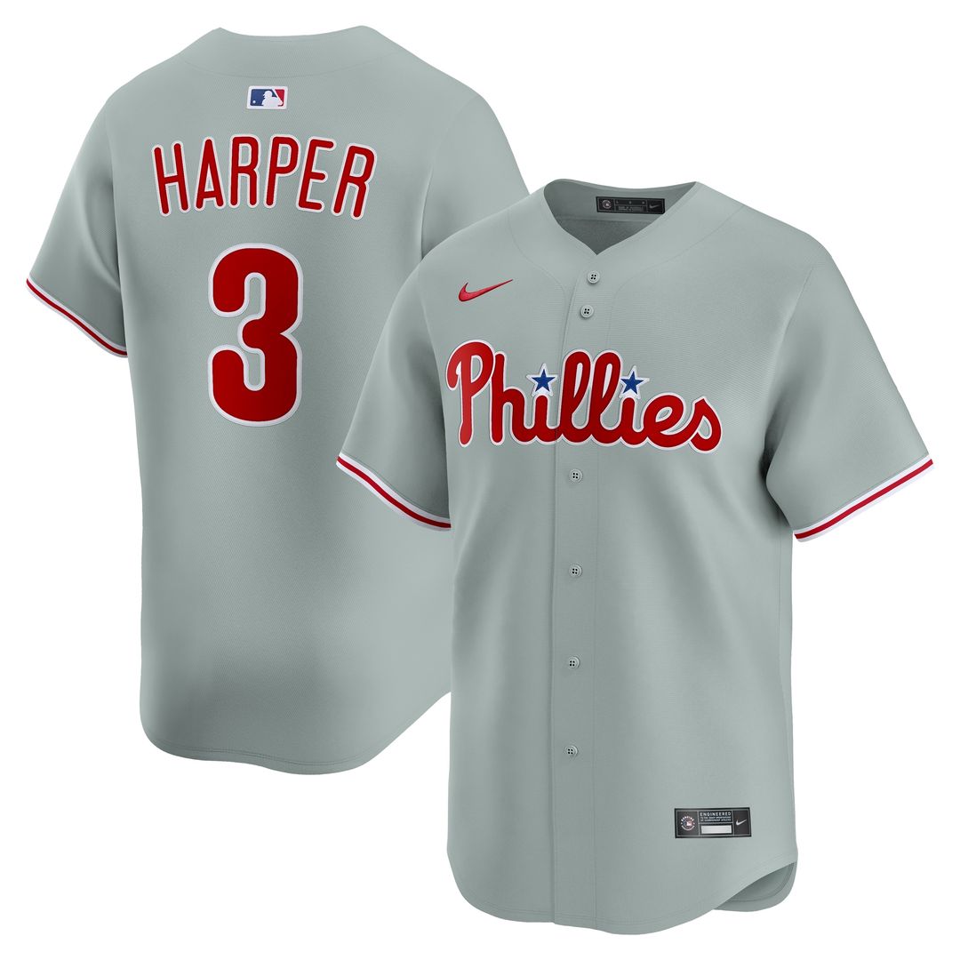 Philadelphia Phillies Bryce Harper Nike Road Limited Jersey - Gray