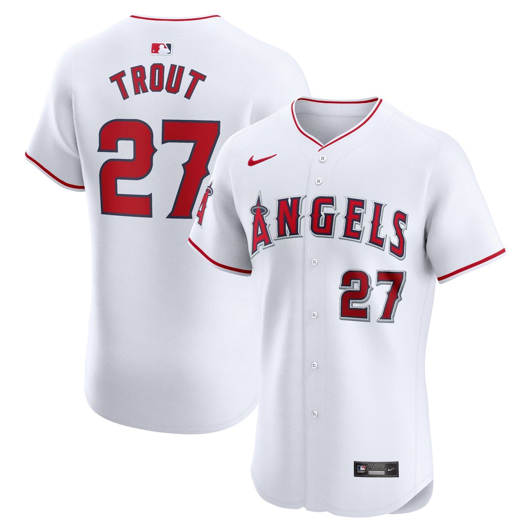Los Angeles Angels Mike Trout Nike Home Elite Jersey - White