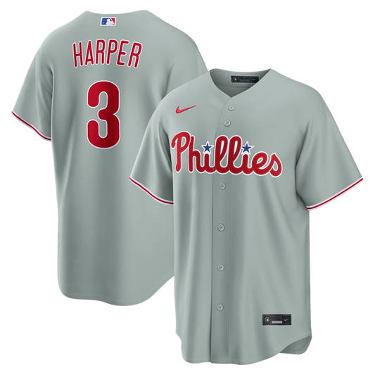 Philadelphia Phillies Bryce Harper Nike Road Replica Jersey - Gray