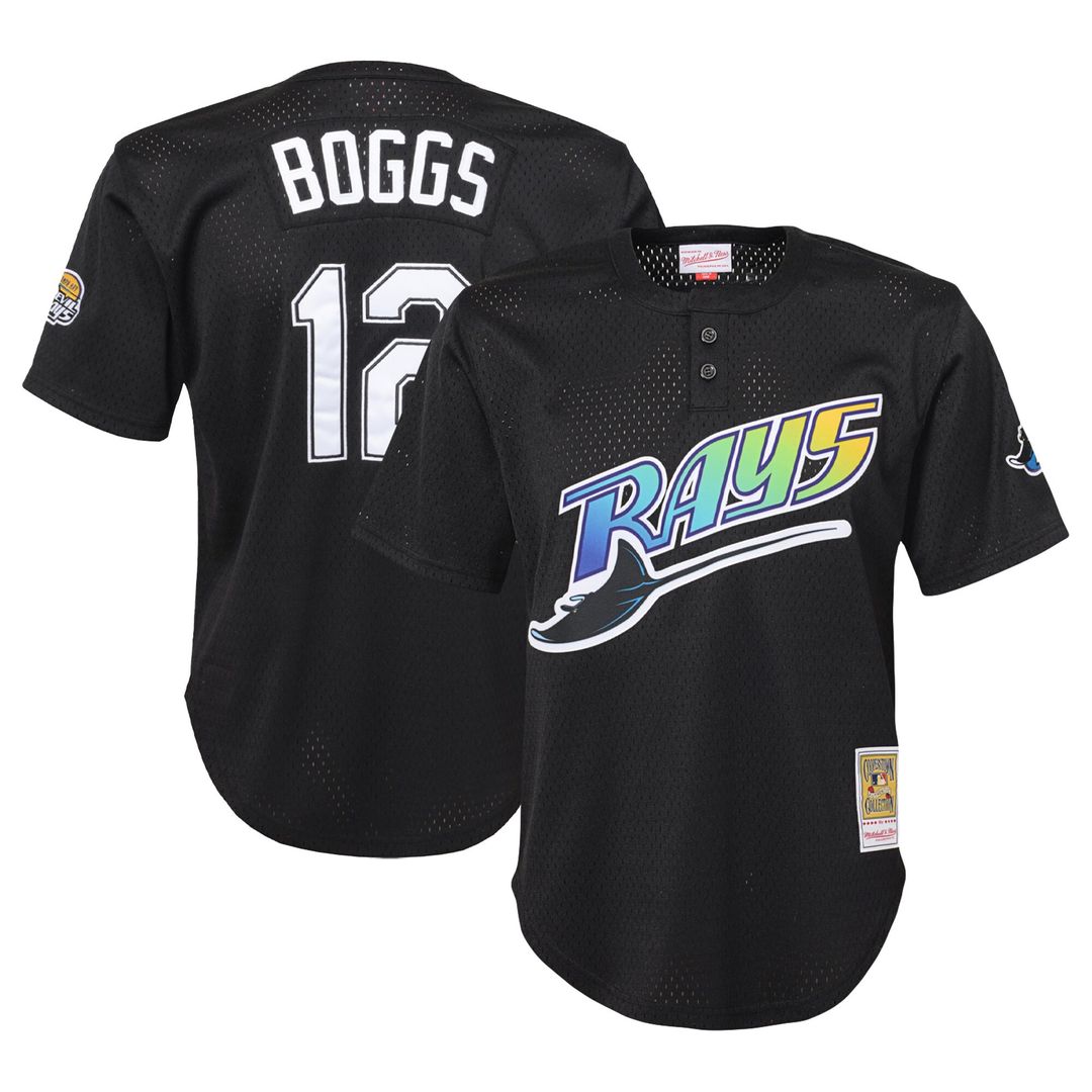 Tampa Bay Rays Wade Boggs Mitchell & Ness Youth Cooperstown Mesh Batting Practice Jersey - Black