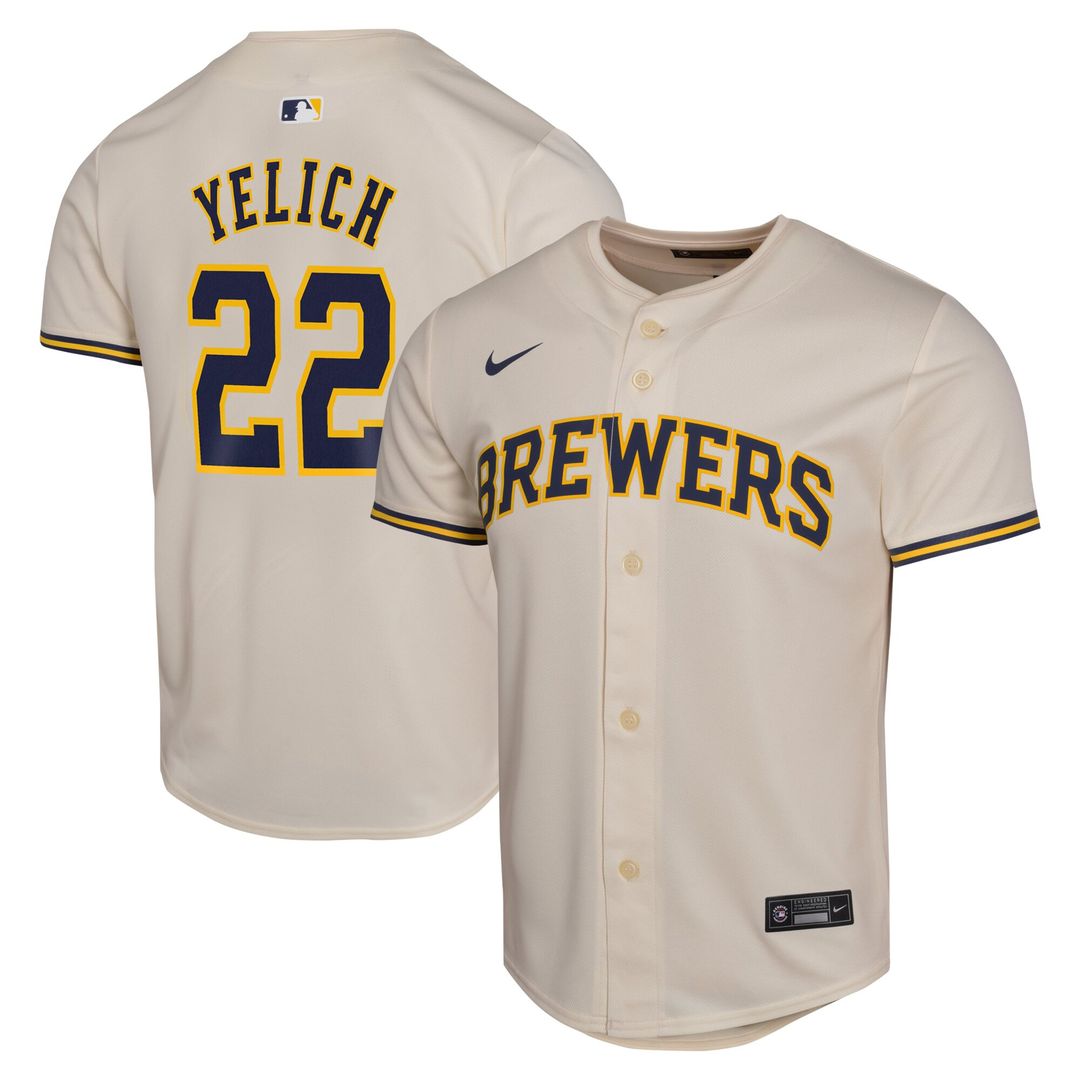Milwaukee Brewers Christian Yelich Nike Youth Home Game Jersey - Cream