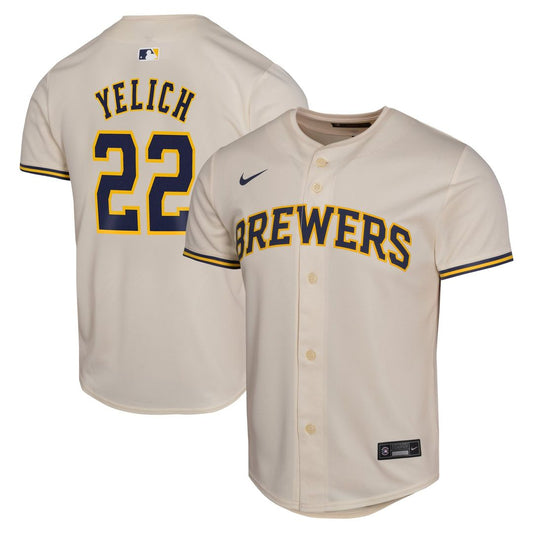 Milwaukee Brewers Christian Yelich Nike Youth Home Game Jersey - Cream