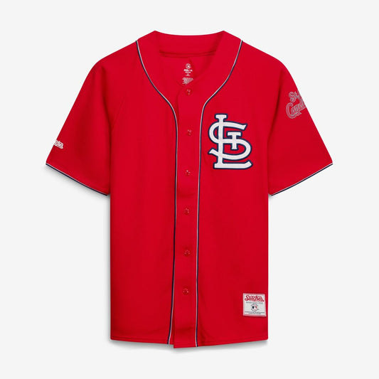 St. Louis Cardinals Stitches Team Color Full - Button Fashion Jersey - Red