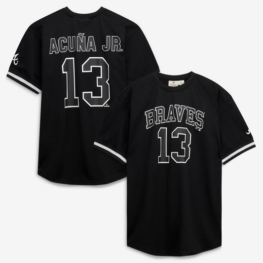 Atlanta Braves Ronald Acuña Jr. Fanatics Big & Tall Heavyweight Mesh Jersey - Black/White