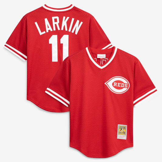 Cincinnati Reds Barry Larkin Mitchell & Ness Authentic Batting Practice Jersey - Red