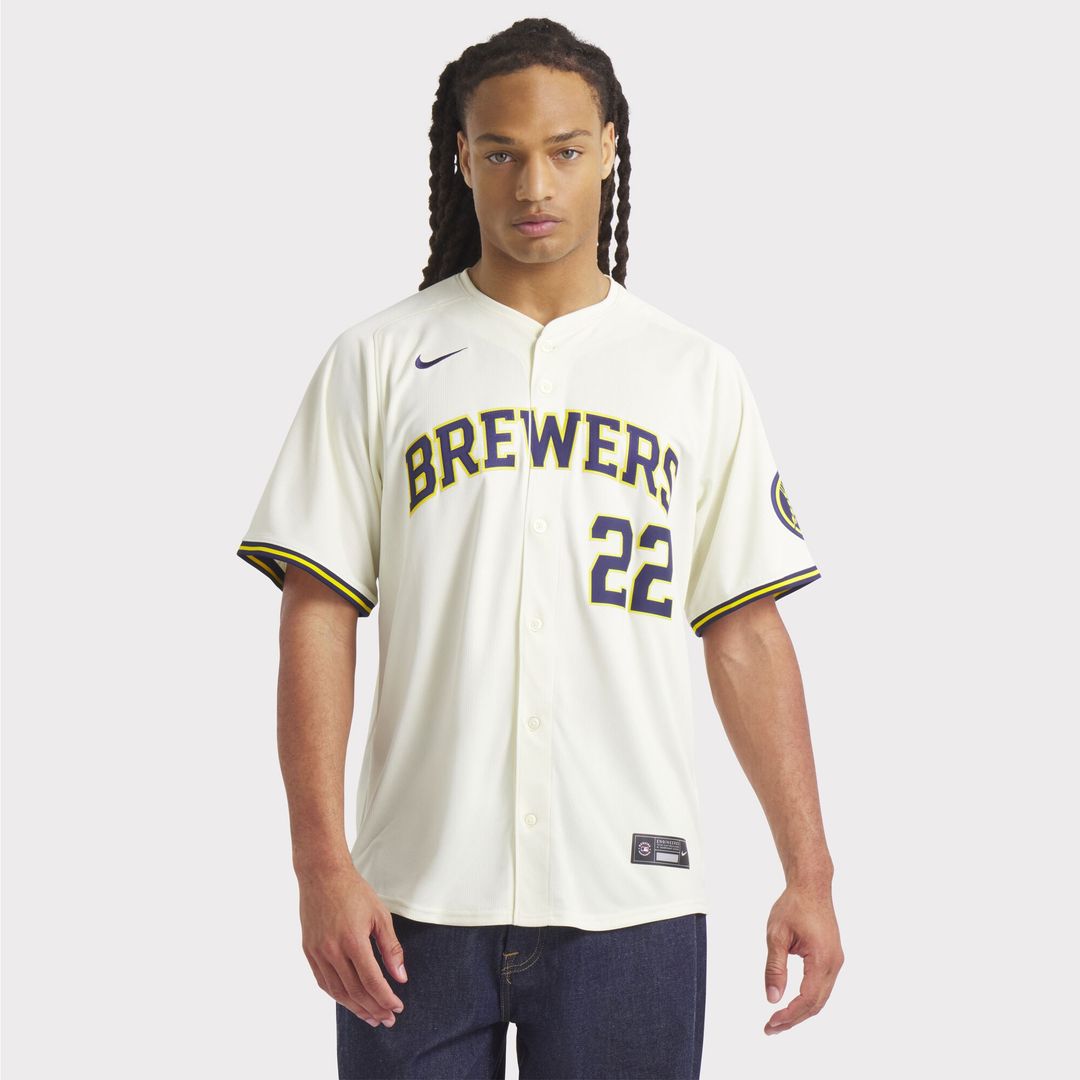 Milwaukee Brewers Christian Yelich Nike Home Limited Jersey - Cream