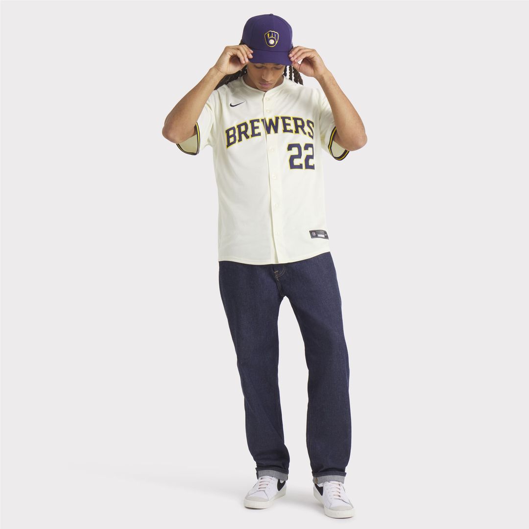 Milwaukee Brewers Christian Yelich Nike Home Limited Jersey - Cream
