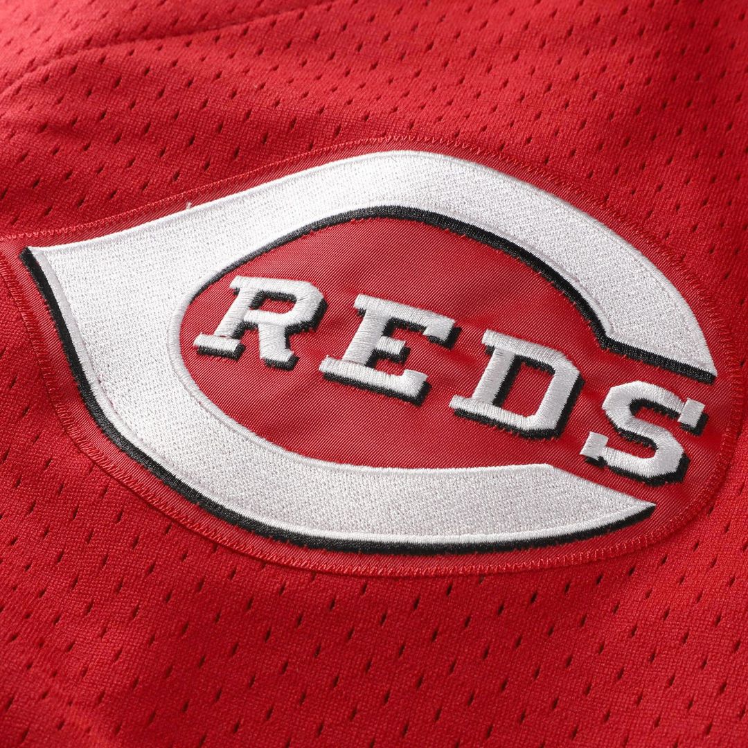 Cincinnati Reds Barry Larkin Mitchell & Ness Cooperstown Mesh Batting Practice Button-Up Jersey - Black