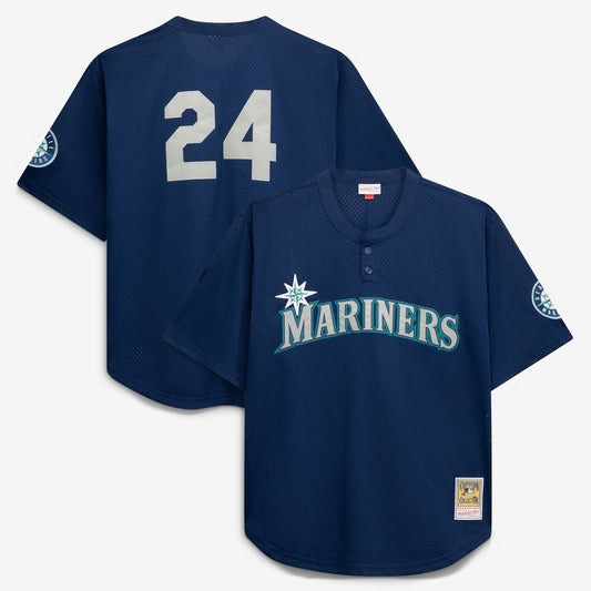 Seattle Mariners Mitchell & Ness Big & Tall Cooperstown Mesh Batting Practice Jersey - Navy
