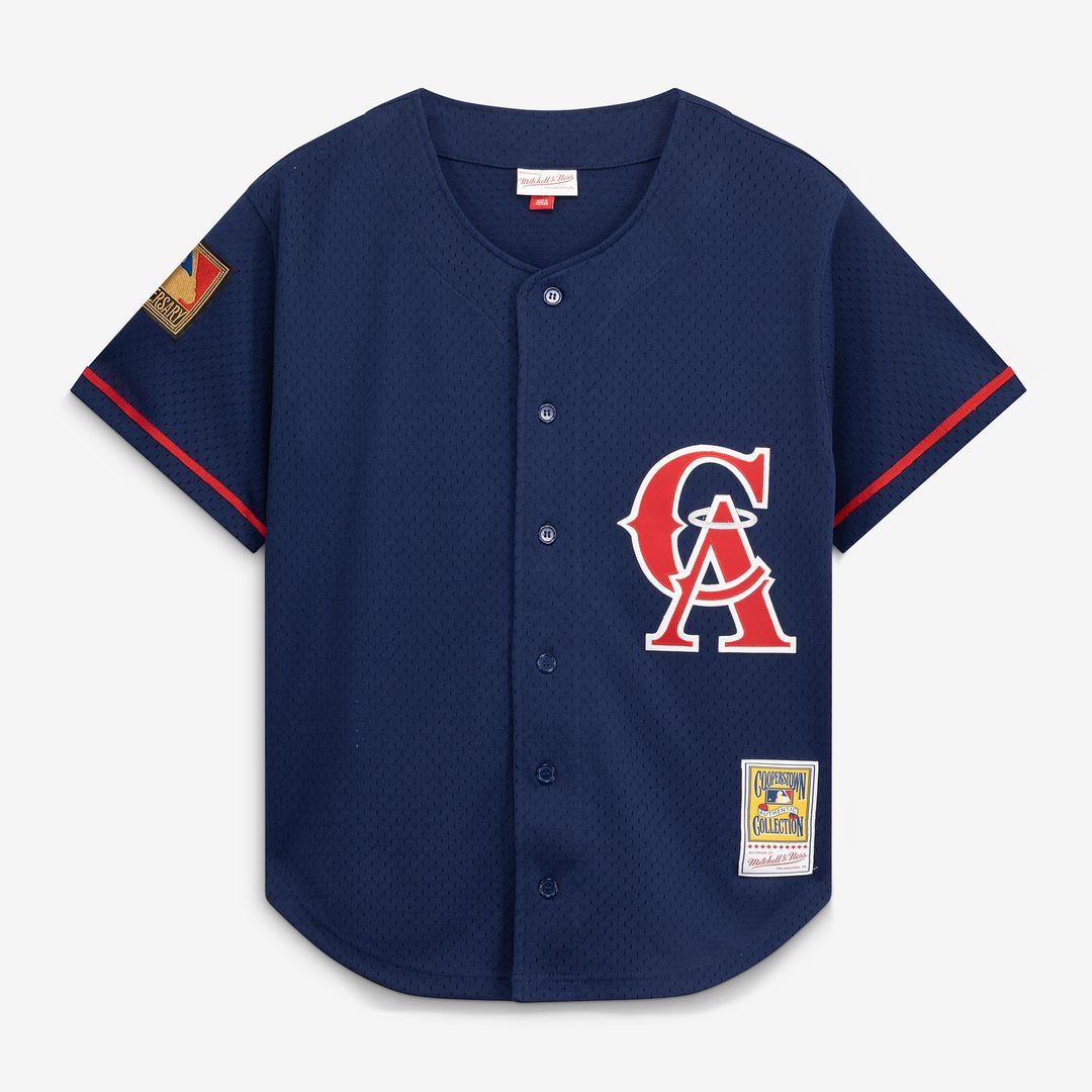 Bo Jackson California Angels Mitchell & Ness Cooperstown Mesh Batting Practice Button-Up Jersey - Navy