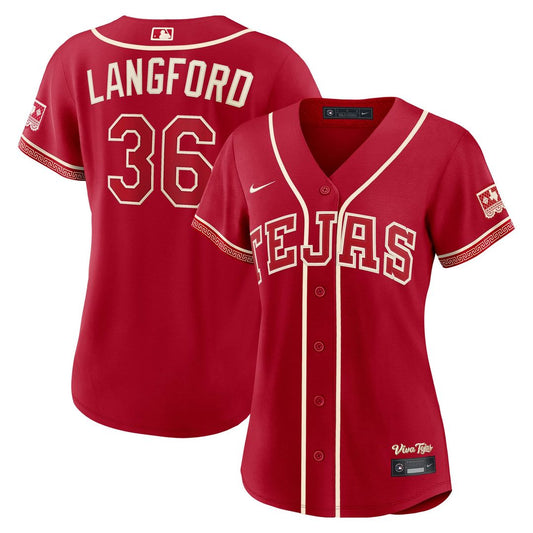 Texas Rangers Wyatt Langford Nike Women's 2026 City Connect Stadium Jersey - Red