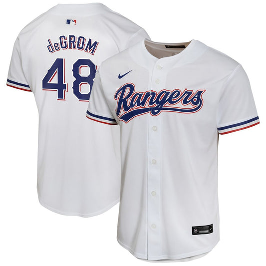 Texas Rangers Jacob deGrom Nike Youth Home Game Jersey - White