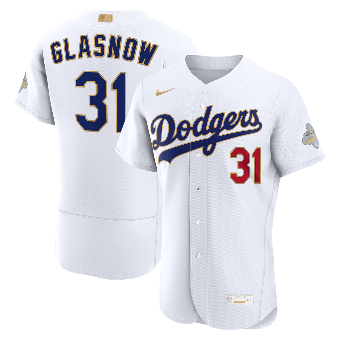 Los Angeles Dodgers Tyler Glasnow Nike 2026 Gold Collection Authentic Jersey - White