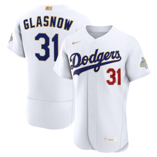 Los Angeles Dodgers Tyler Glasnow Nike 2026 Gold Collection Authentic Jersey - White