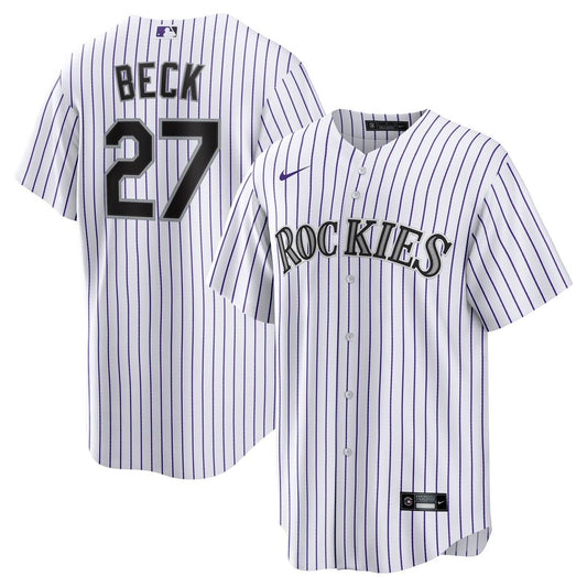 Colorado Rockies Jordan Beck Nike Home Replica Jersey - White