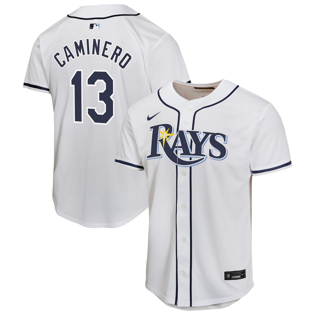 Tampa Bay Rays Junior Caminero Nike Youth Home Player Game Jersey - White