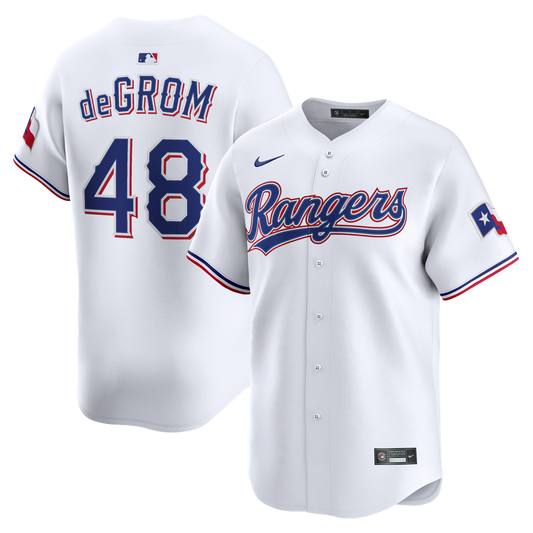 Texas Rangers Jacob deGrom Nike Home Limited Jersey - White