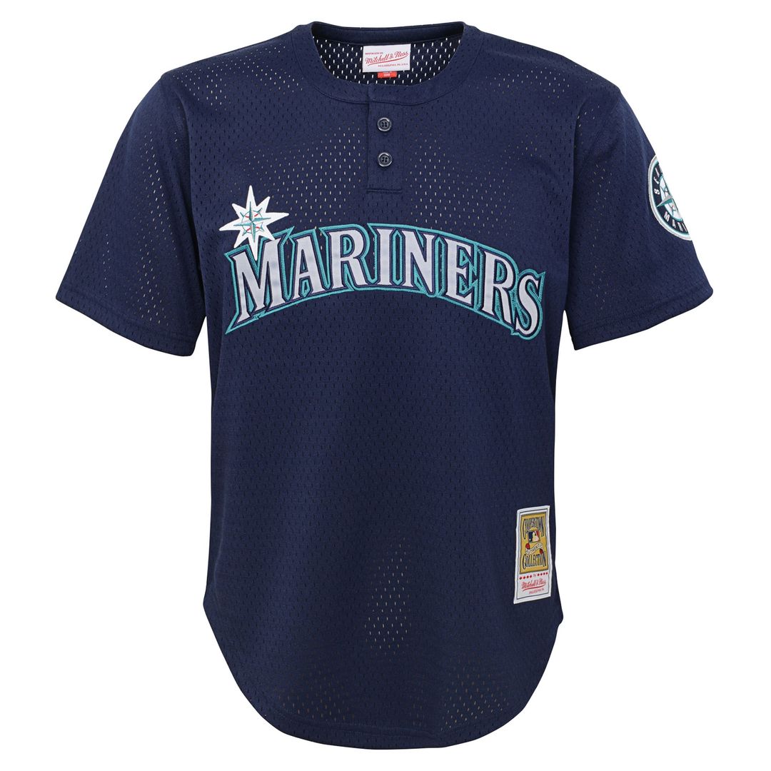 Seattle Mariners Ichiro Suzuki Mitchell & Ness Youth Cooperstown Mesh Batting Practice Jersey - Navy